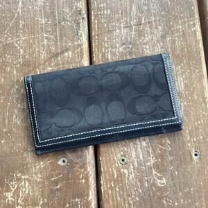 Coach Monogram Checkbook Wallet Black